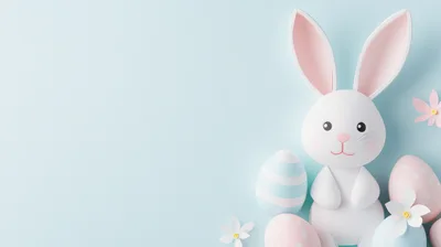 Paper Craft Easter Bunny With Pastel Eggs
