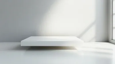 Minimalist White Floating Platform In Bright Studio