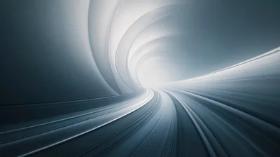 Abstract Motion Blur Through A Futuristic Curved Tunnel