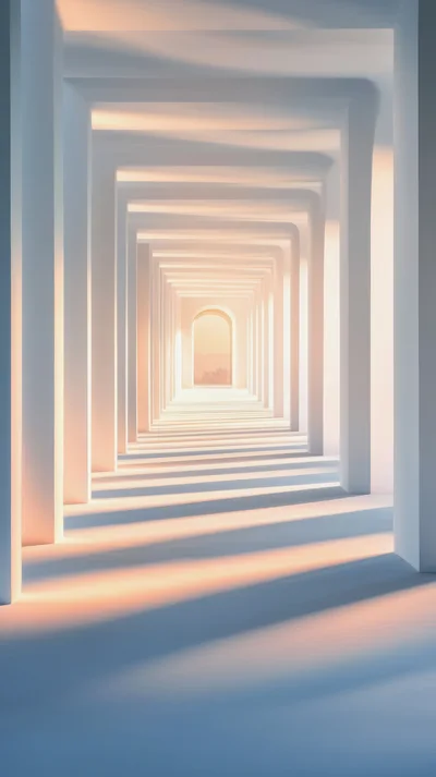 Infinite Corridor With Arched Gateway At Sunset