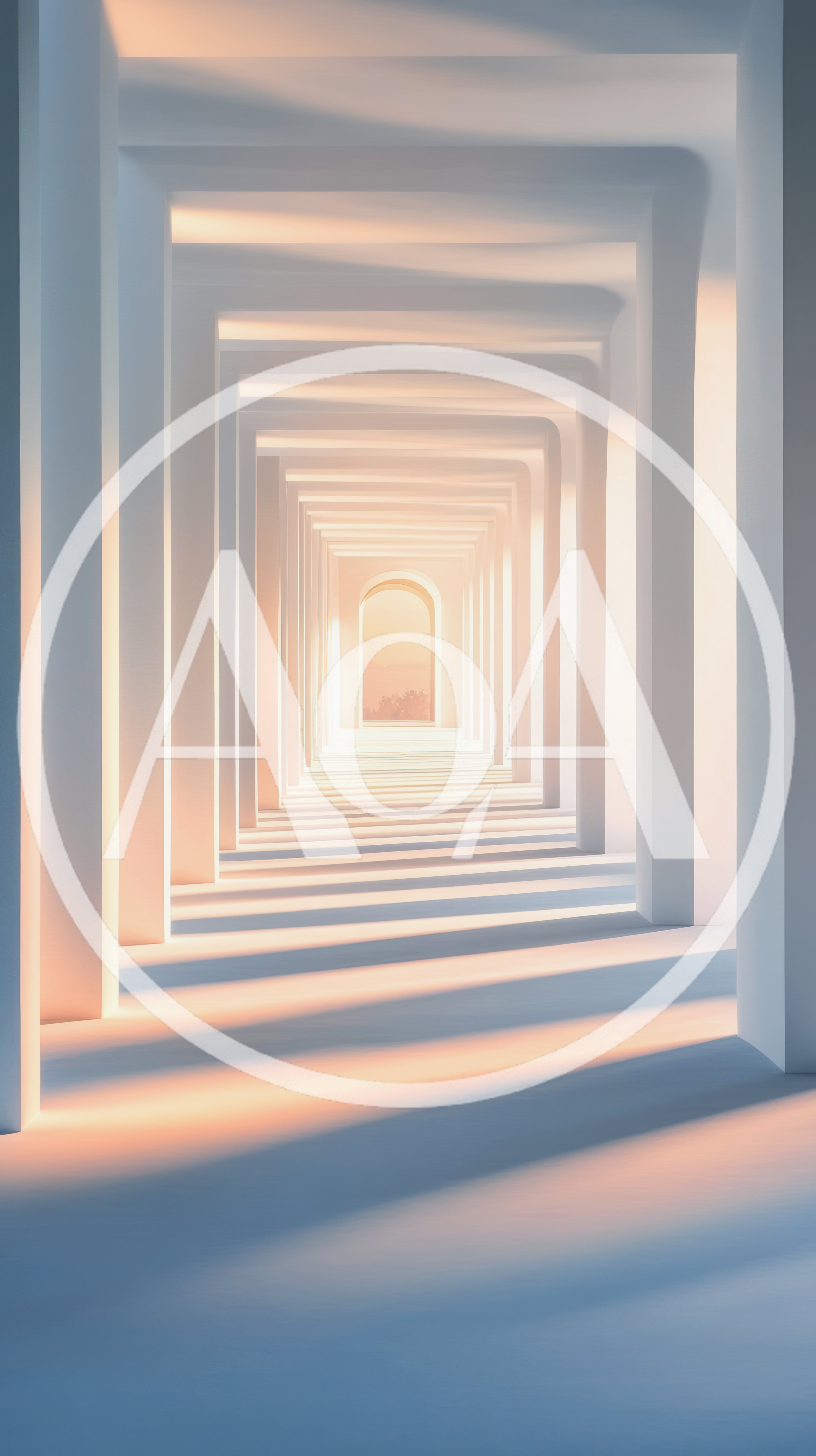 Infinite Corridor With Arched Gateway At Sunset