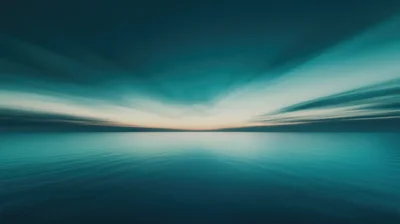 Abstract Motion Blur Over Calm Teal Ocean Horizon