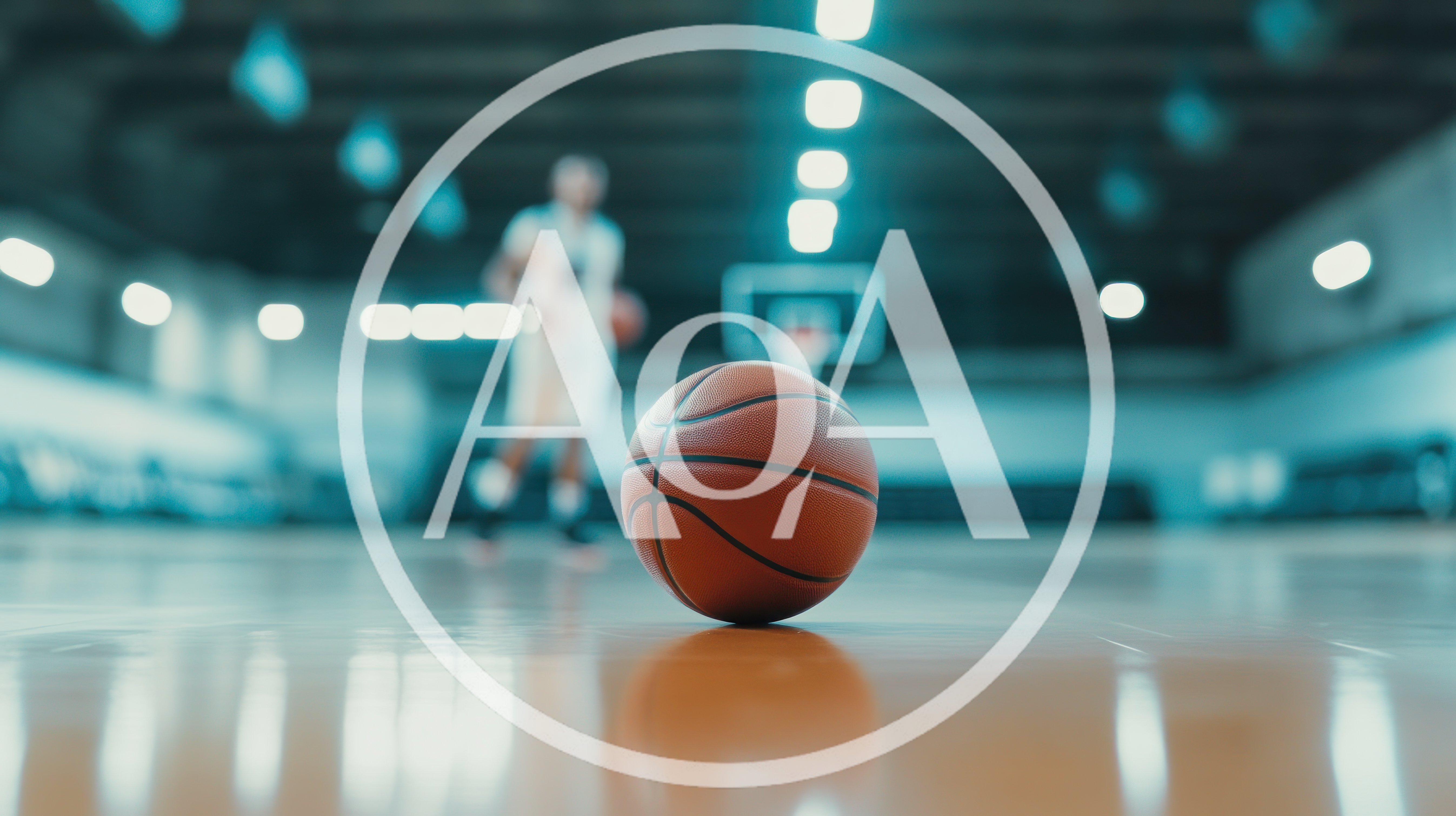 Basketball Resting On Indoor Court Floor
