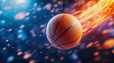 Basketball Flying Through Air With Motion Blur Trails