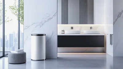 Modern Minimalist Bathroom Interior With Marble Walls