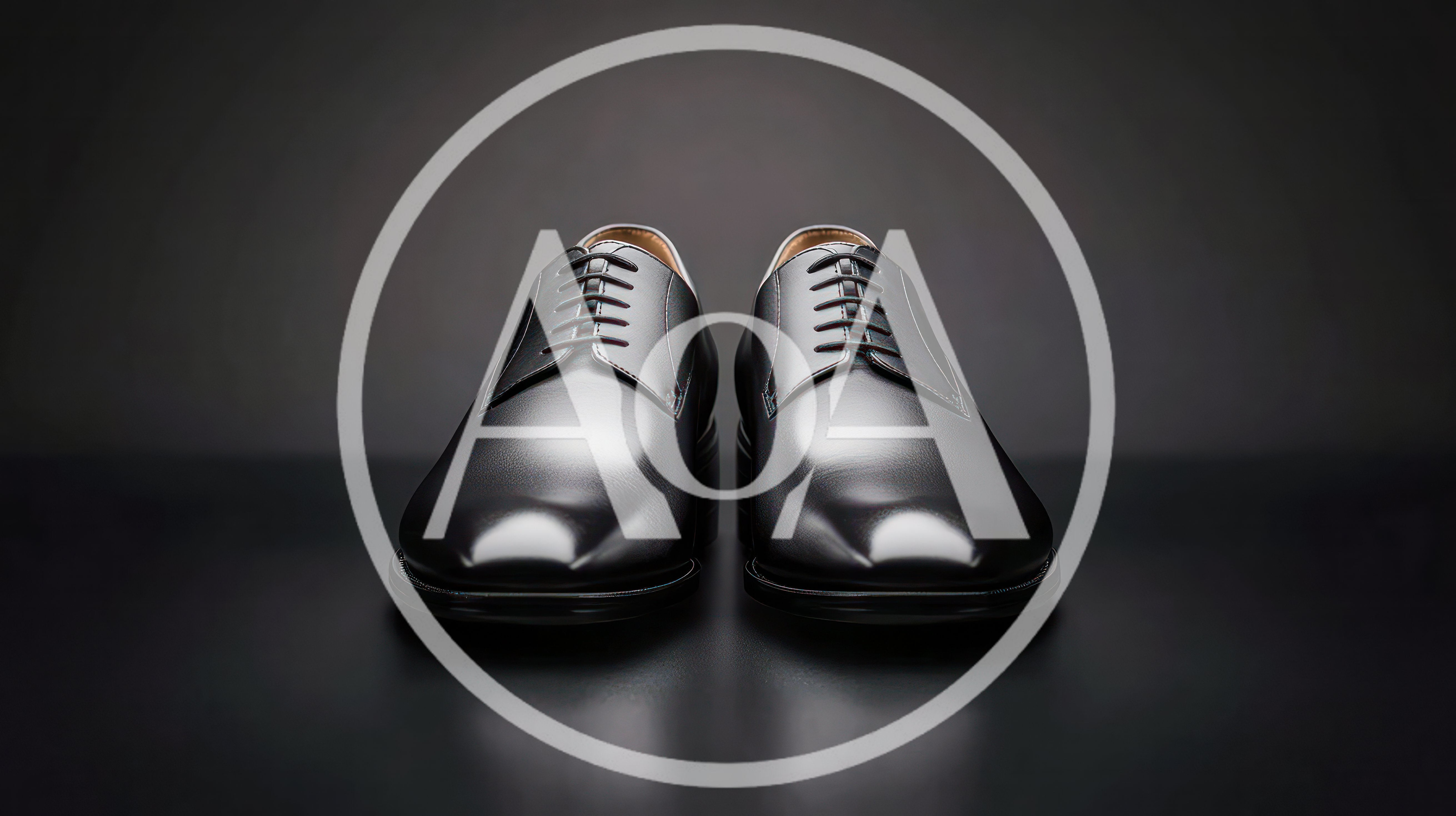 Pair Of Polished Black Leather Dress Shoes