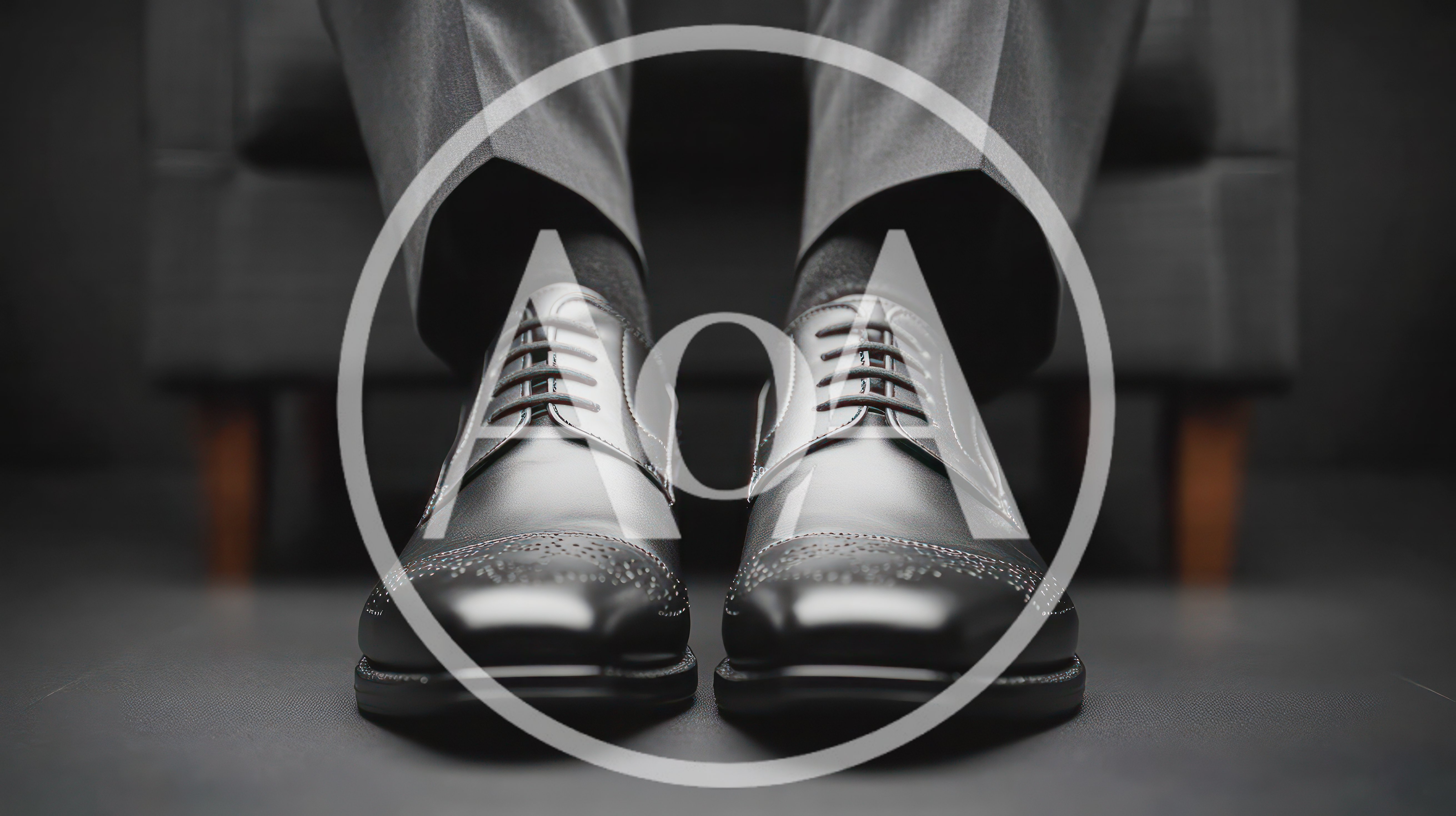 Man Wearing Formal Black Leather Oxford Shoes