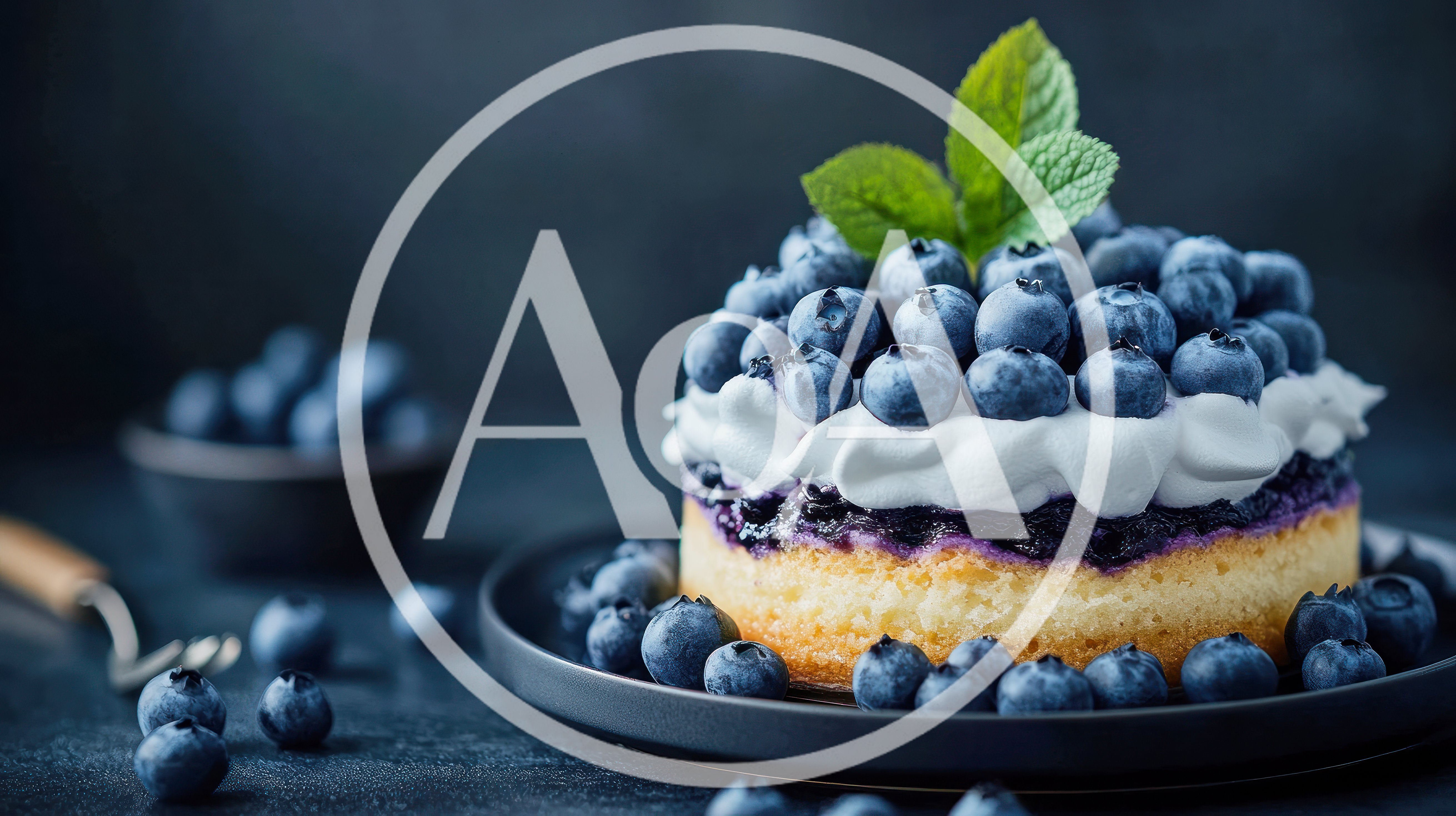 Blueberry Sponge Cake Topped With Fresh Berries