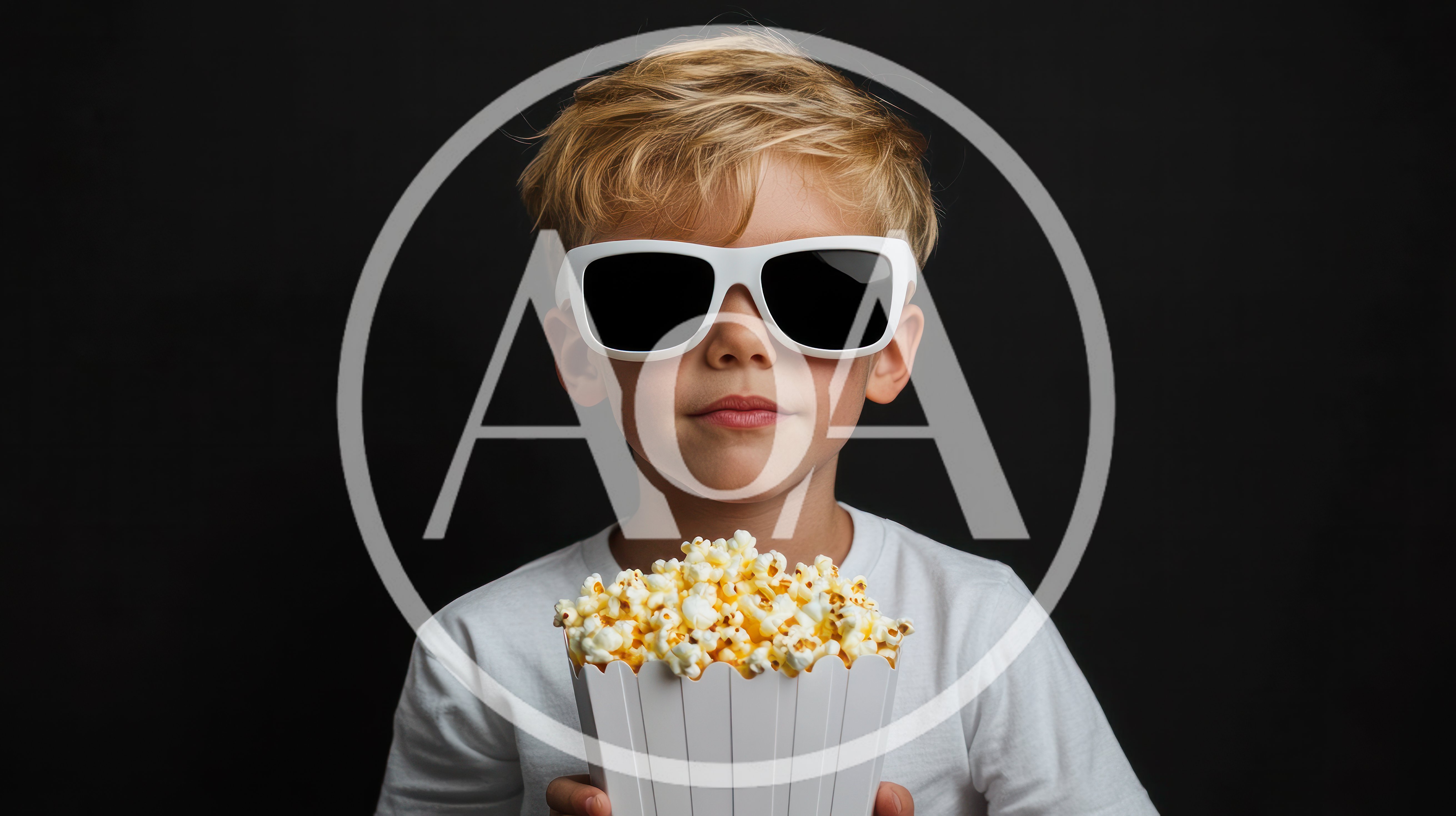 Young Boy Wearing Sunglasses Holding Popcorn