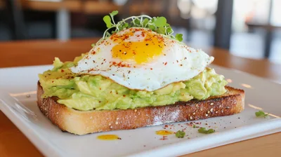 Avocado Toast Topped With A Fried Egg