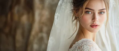 Portrait Of A Beautiful Bride In Lace Veil