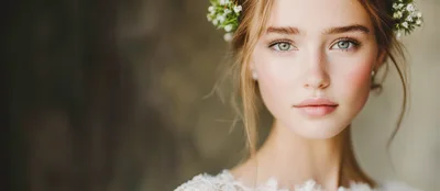Portrait Of A Beautiful Young Bride With Floral Crown
