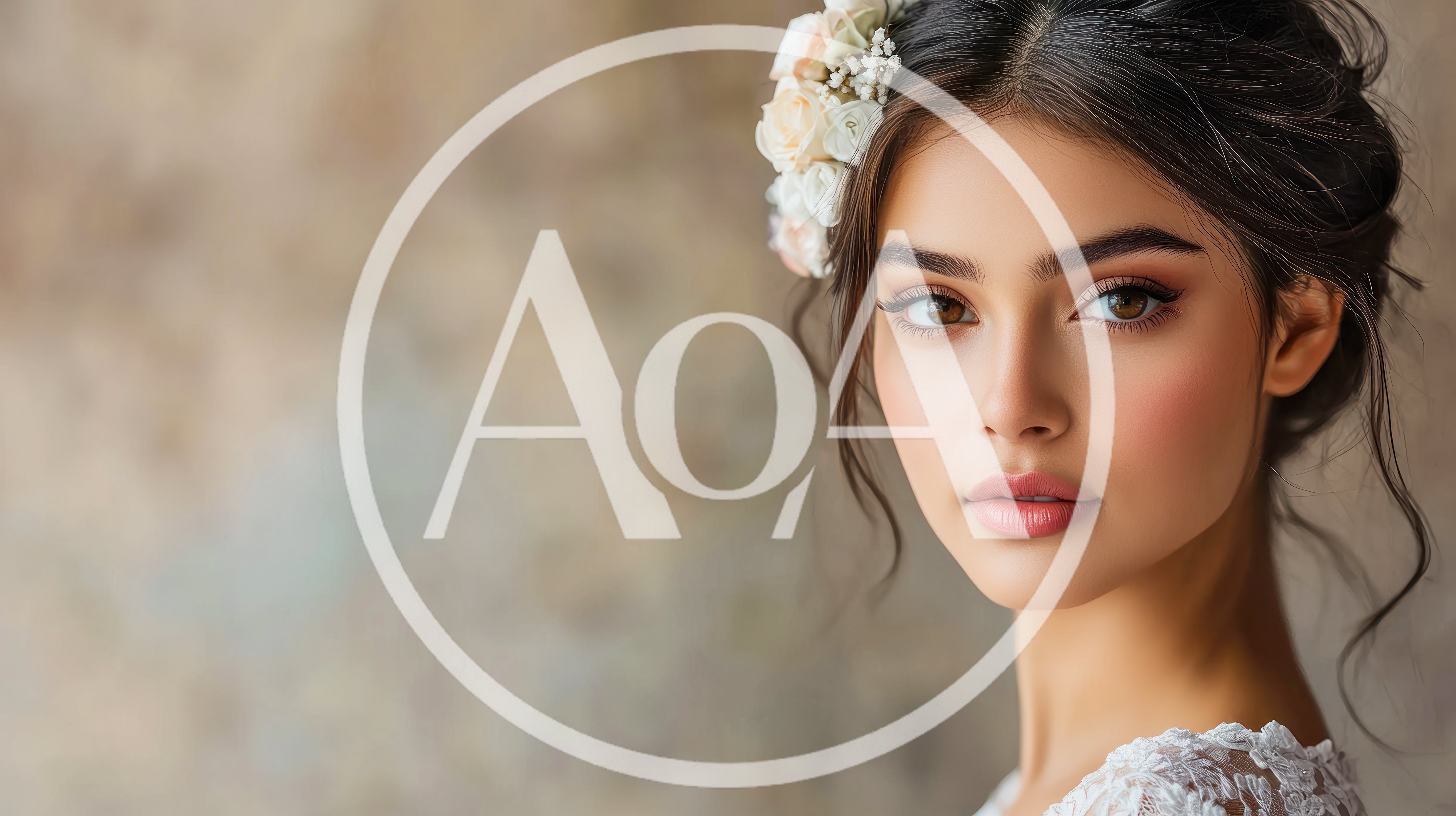 Portrait Of A Beautiful Young Bride With Floral Hairpiece