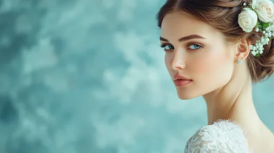 Portrait Of A Beautiful Bride With Floral Hair Accessories