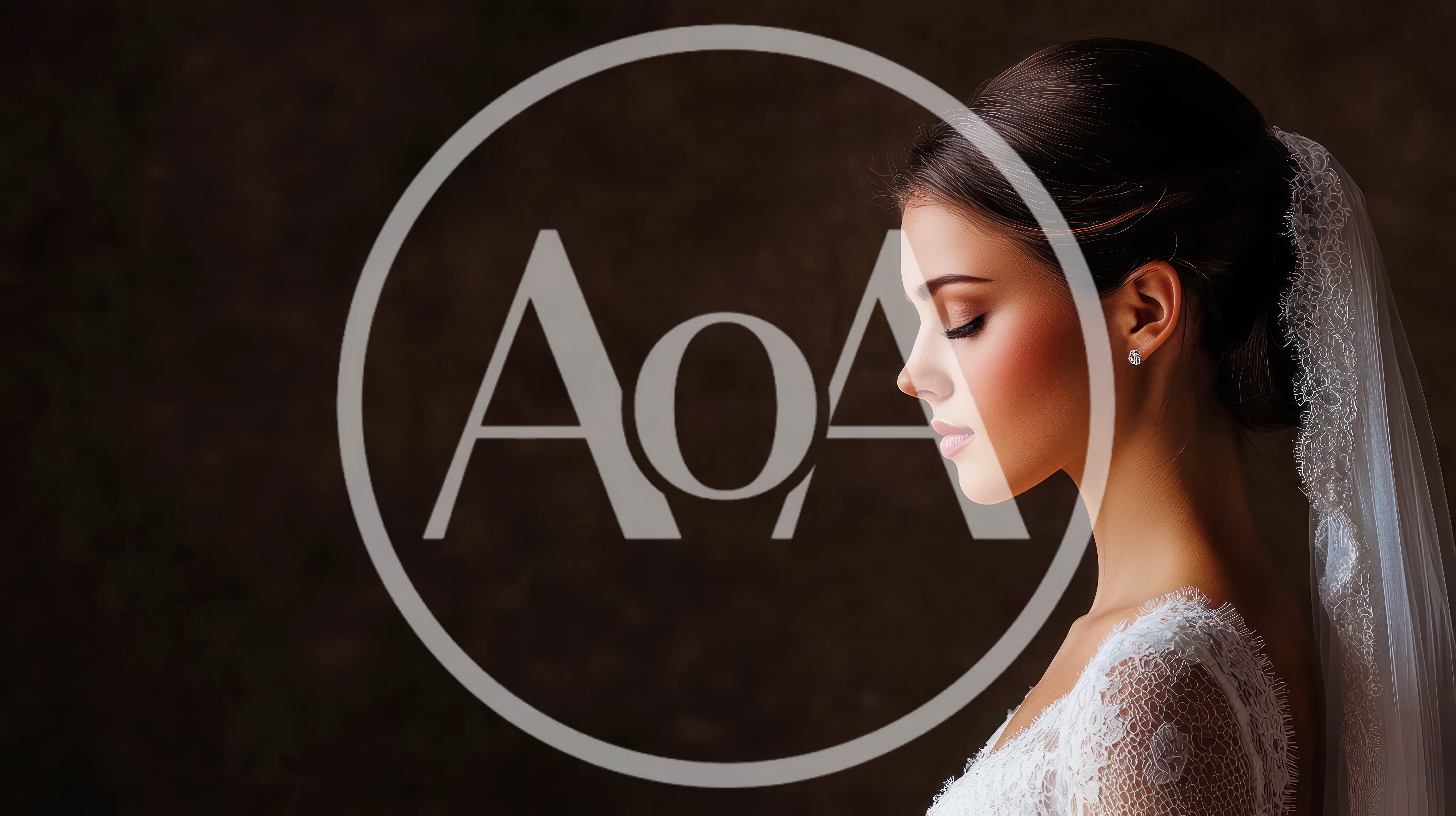 Profile Portrait of a Beautiful Bride in Lace Veil