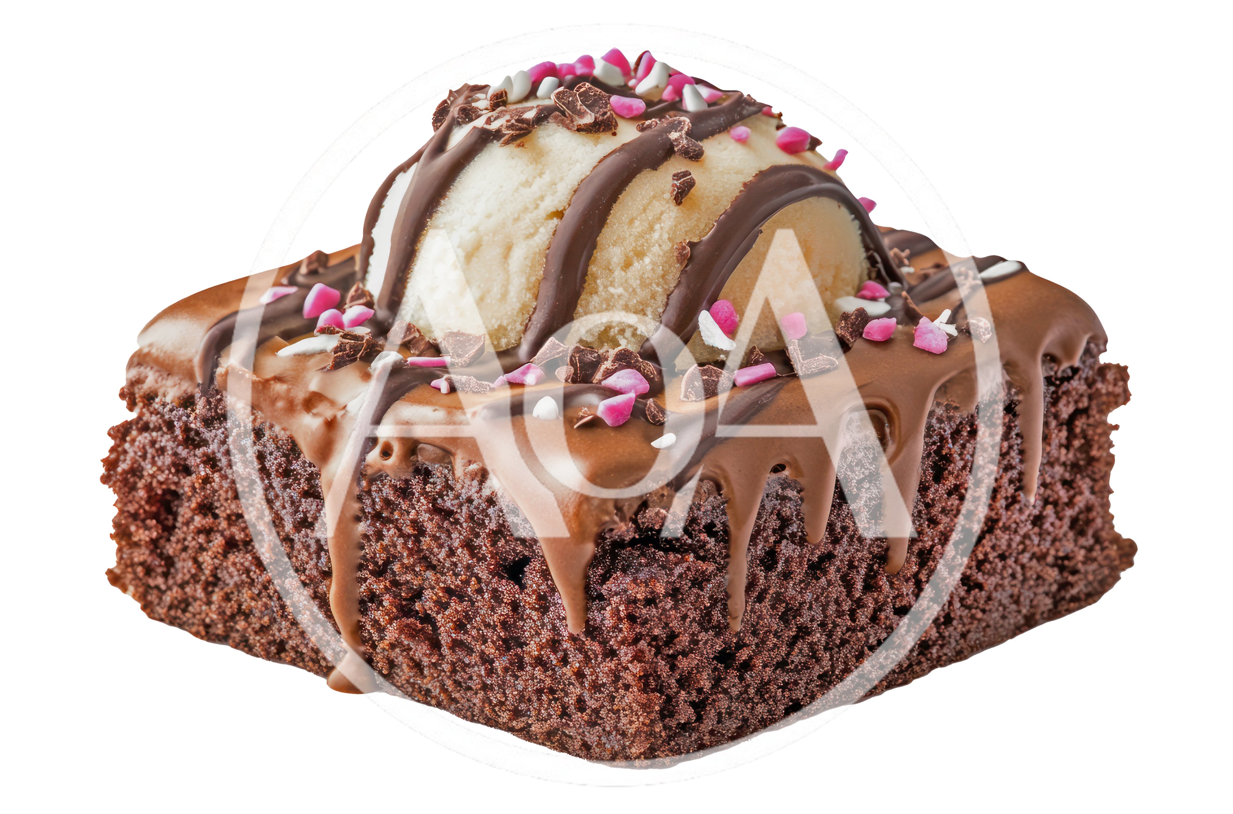 Chocolate Brownie With Vanilla Ice Cream Scoop