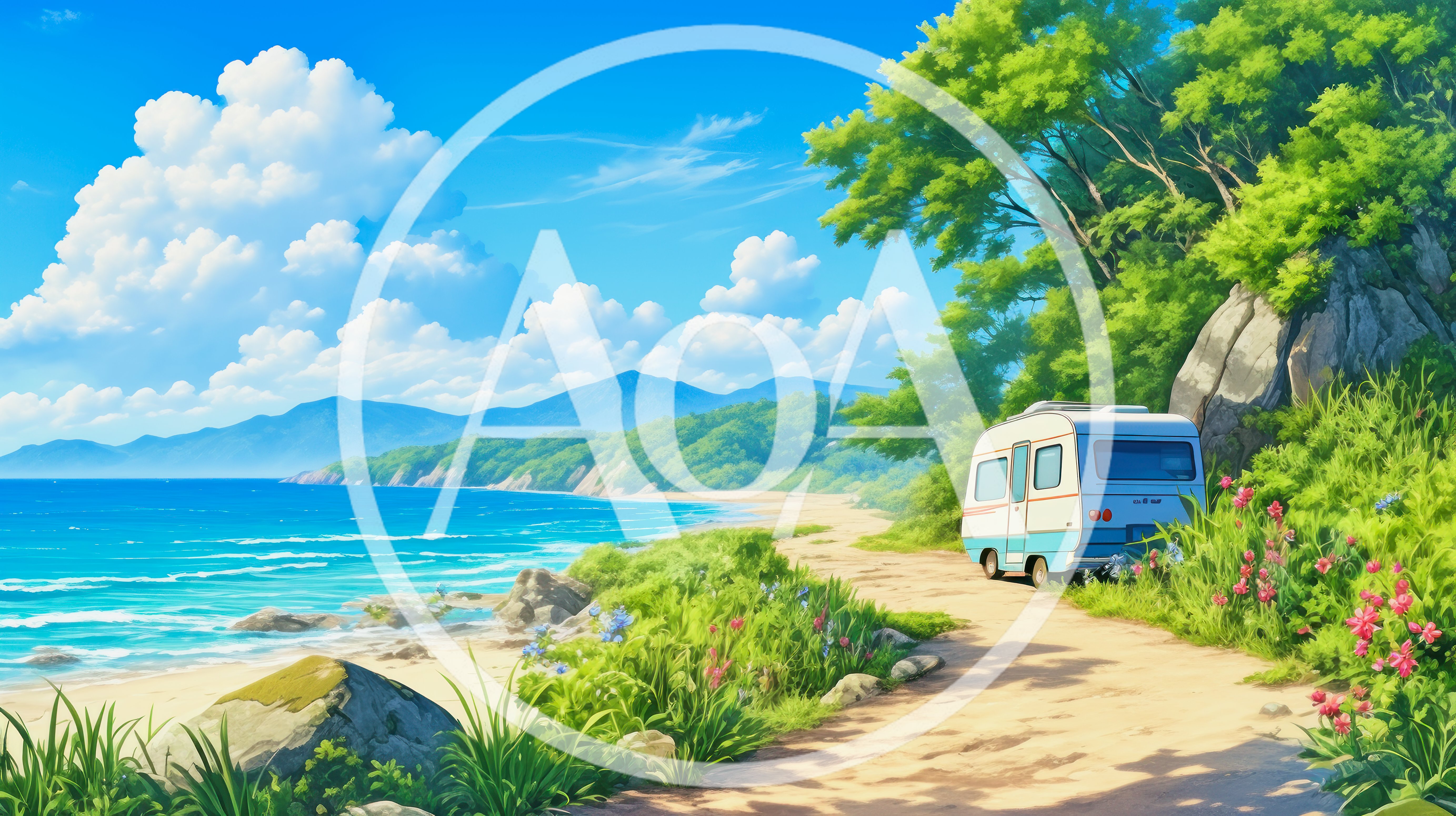 Camper Van Parked On A Scenic Coastal Road