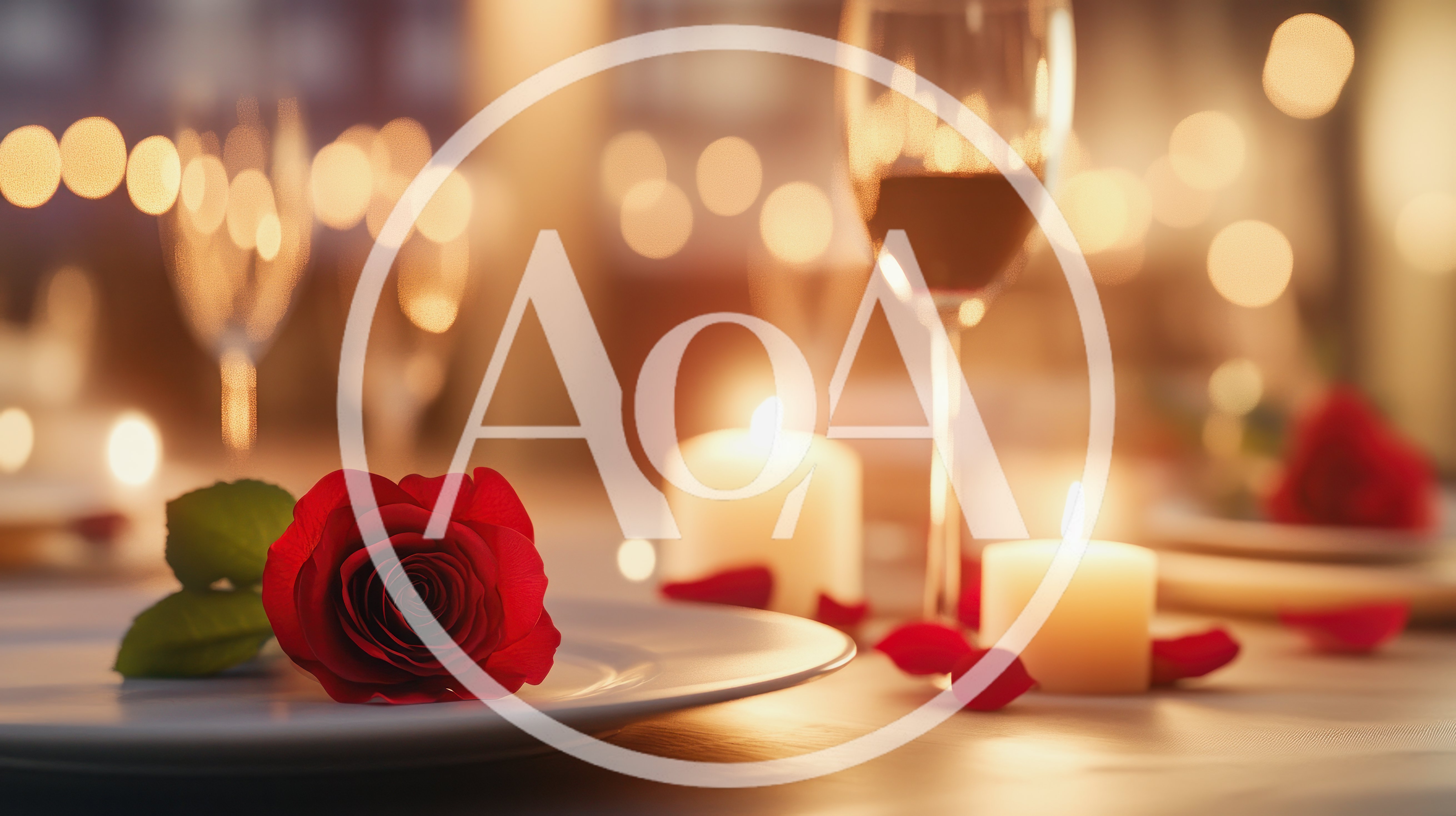 Romantic Candlelit Dinner Table Setting With Red Rose