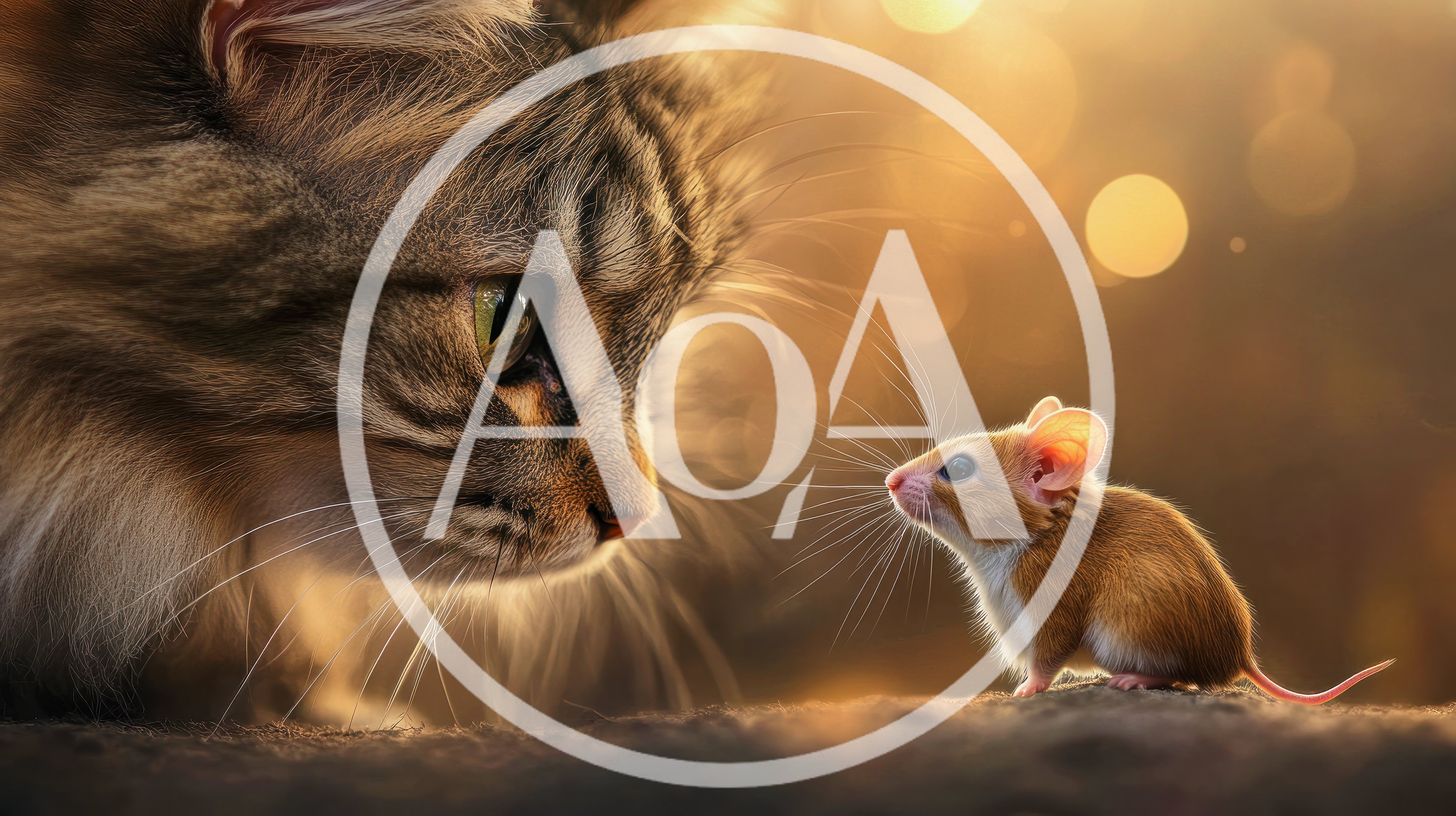 Close Up Portrait Of A Cat And Mouse