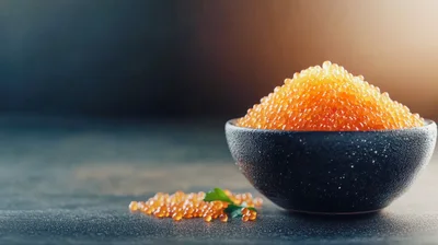 Bowl Of Fresh Orange Salmon Caviar