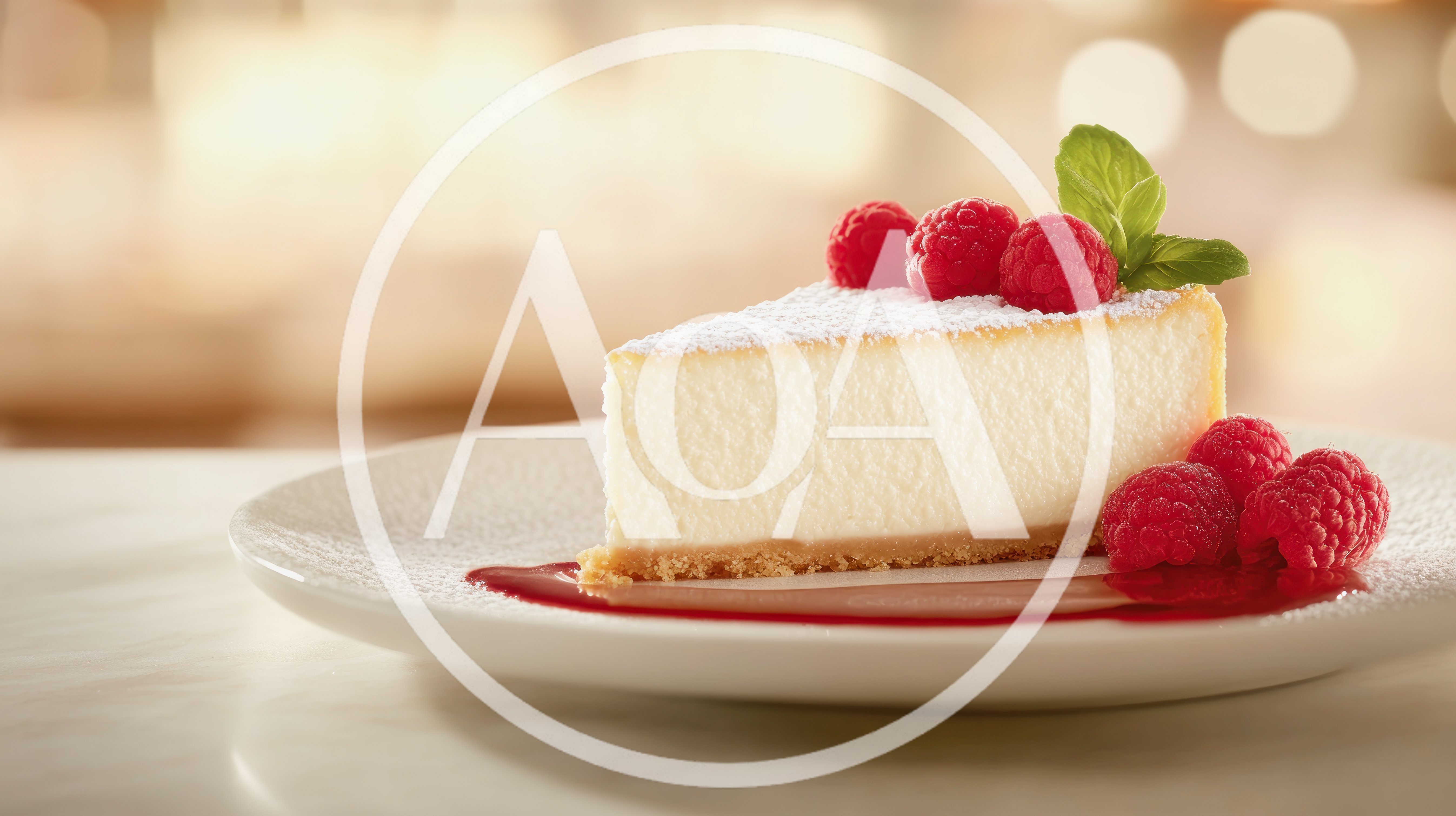 Slice Of Creamy Cheesecake With Fresh Raspberries