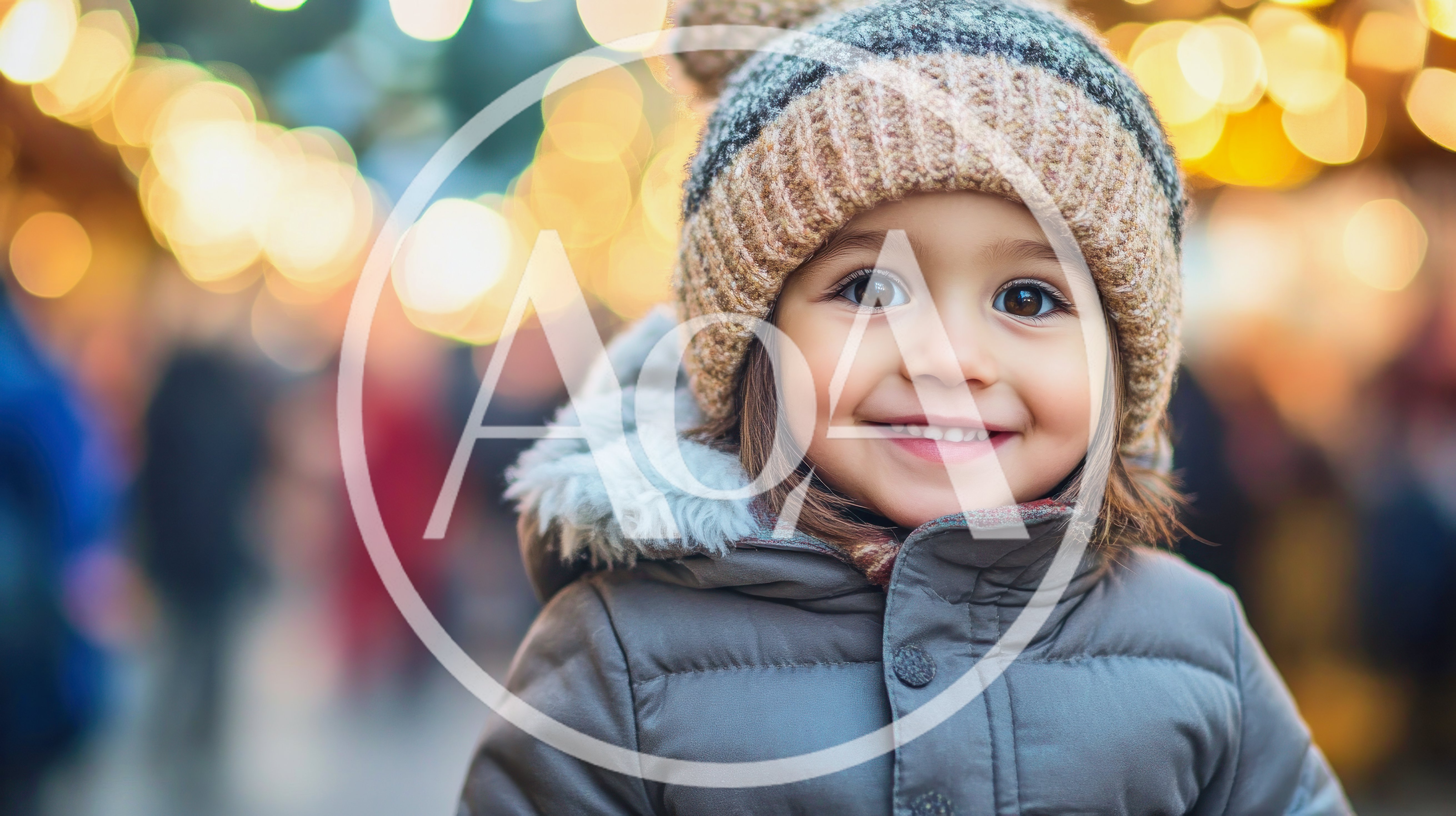 Portrait Of A Smiling Toddler At A Christmas Market