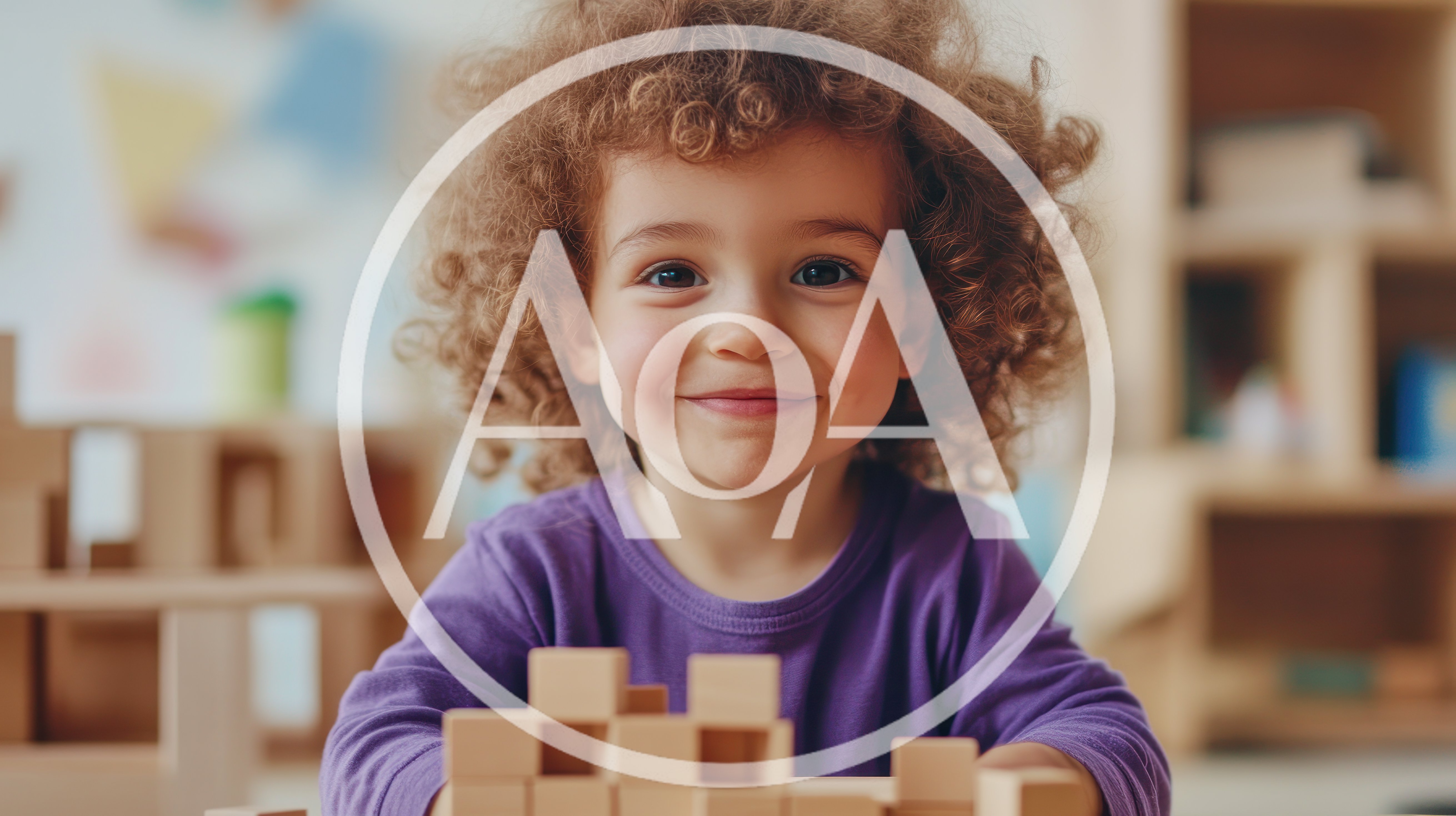 Toddler Playing With Wooden Blocks In A Classroom
