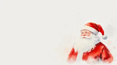 Watercolor Illustration Of A Smiling Santa Claus