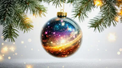 Christmas Ornament Featuring A Vibrant Nebula Galaxy Design