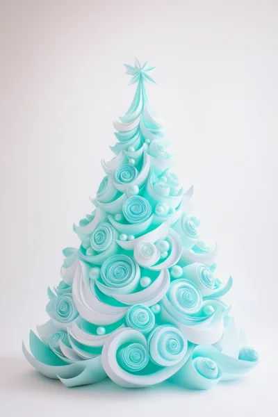 Paper Quilled Christmas Tree With Pastel Blue Accents