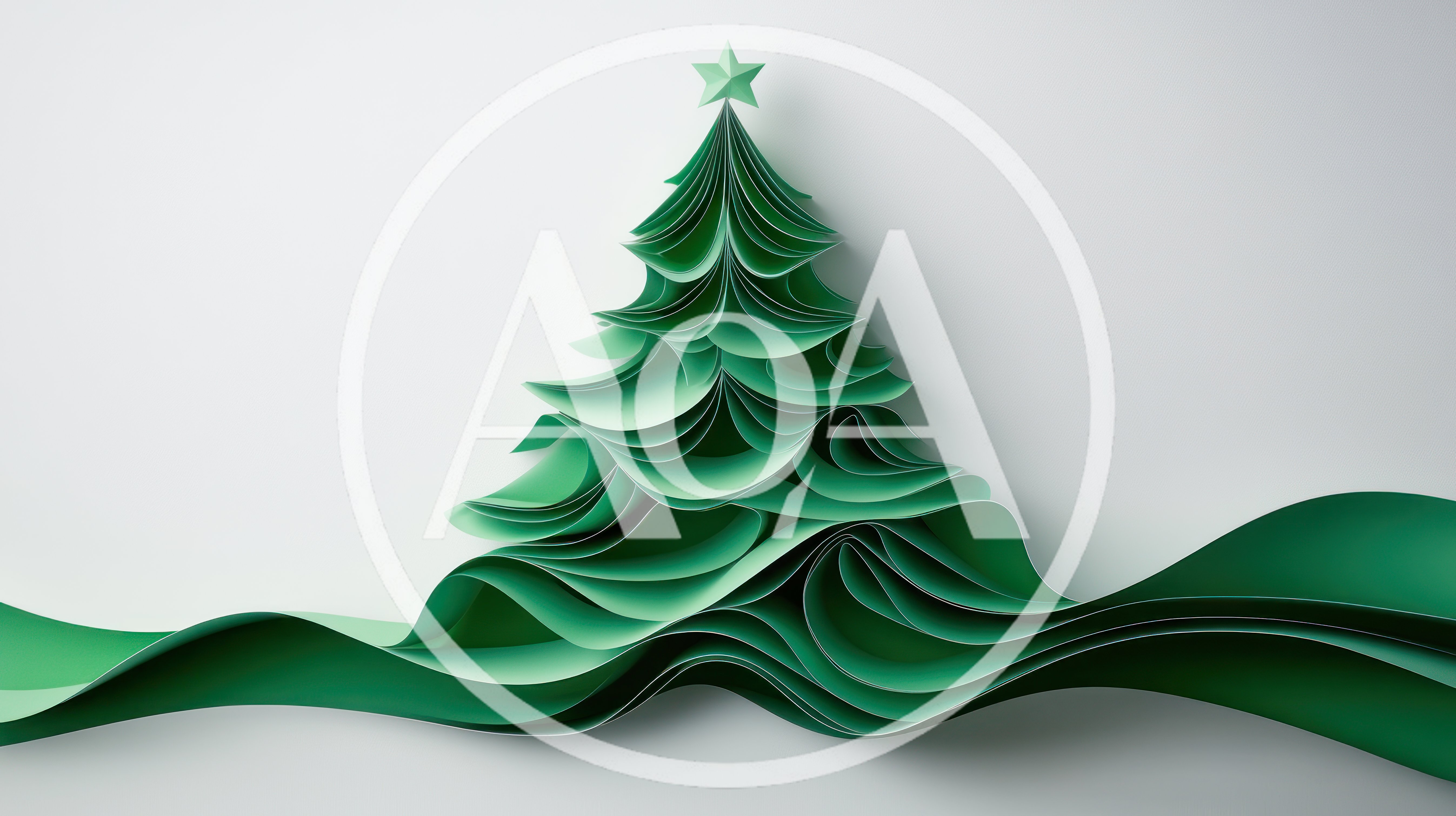 Paper Craft Christmas Tree With Wavy Green Ribbons