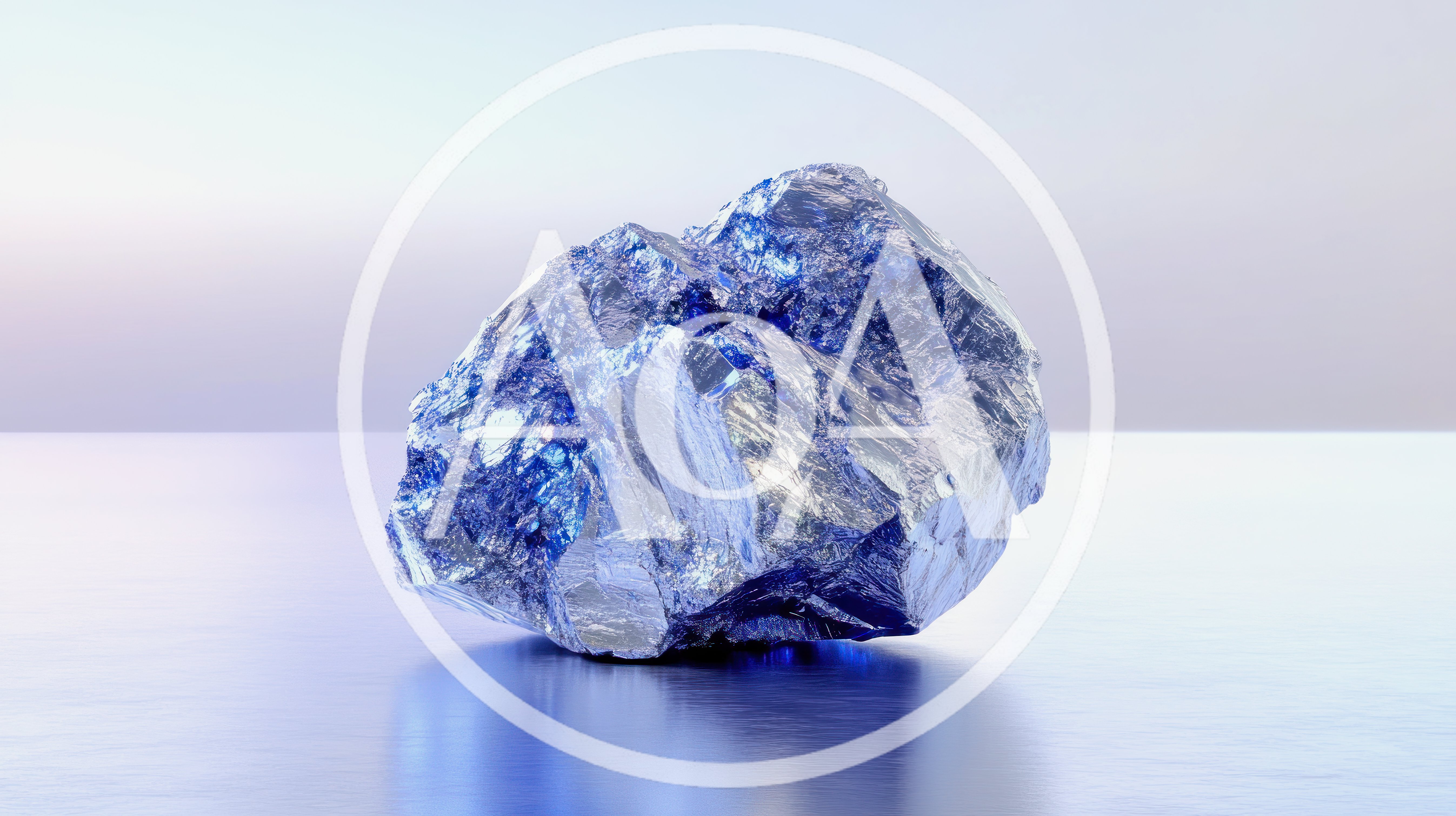 Shiny Metallic Blue Mineral Ore On Reflective Surface