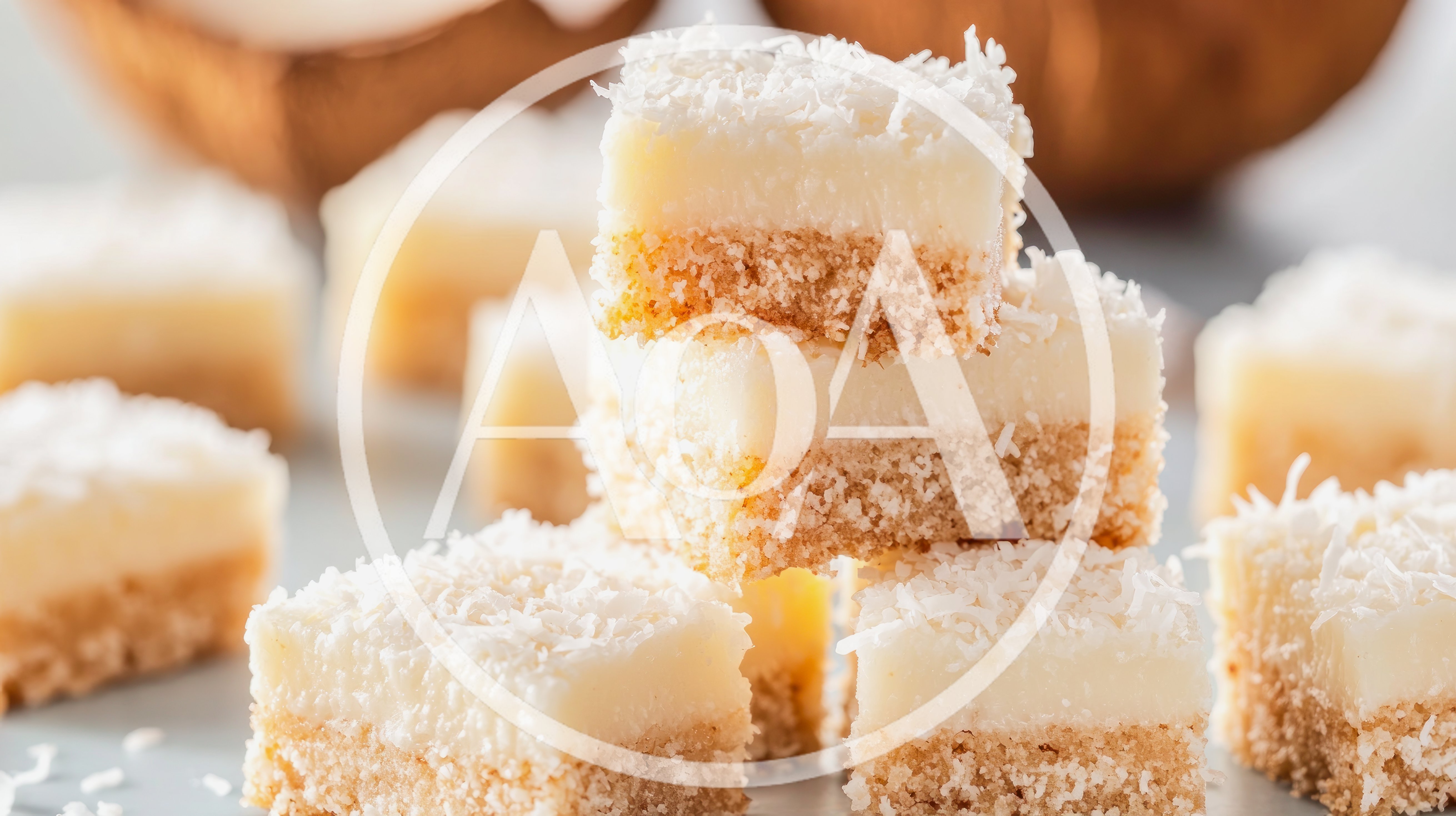 Stack Of Coconut Cream Squares On A Plate