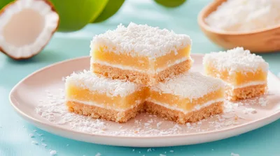 Coconut Lemon Bars On A Plate