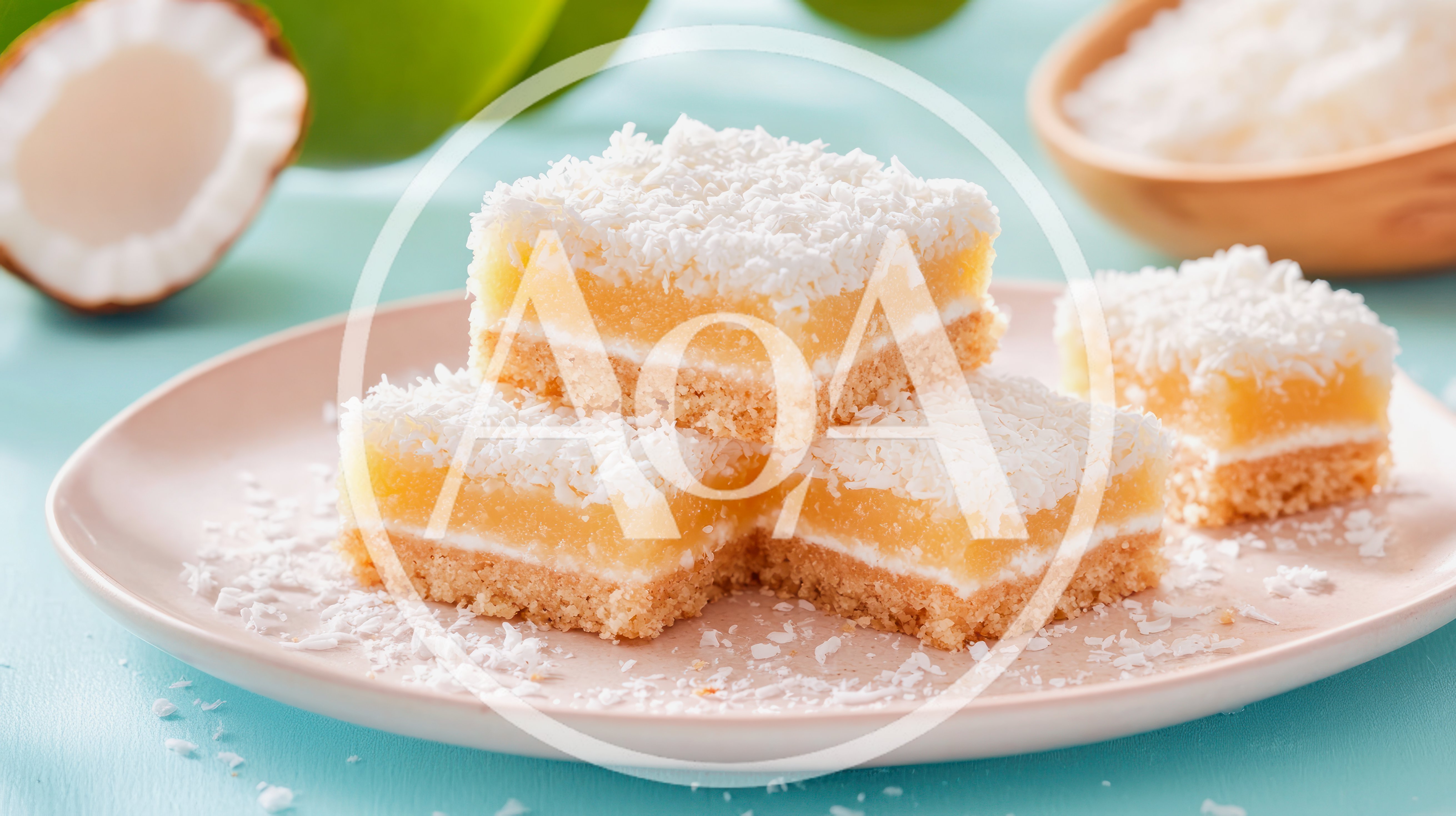 Coconut Lemon Bars On A Plate