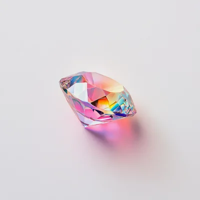 Iridescent Faceted Gemstone On A Minimalist White Background