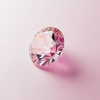 Single Brilliant Cut Pink Diamond On Soft Pink Background