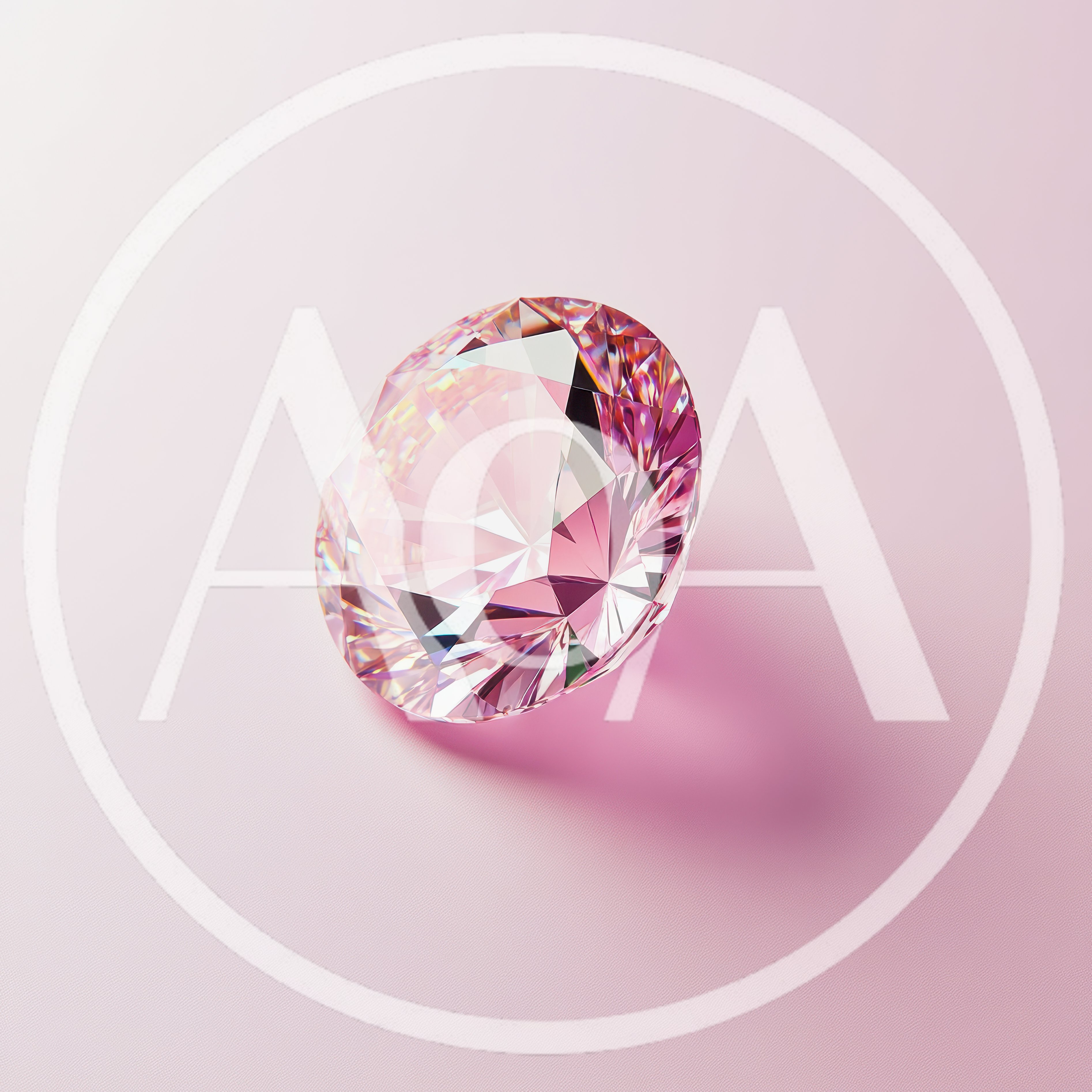 Single Brilliant Cut Pink Diamond On Soft Pink Background