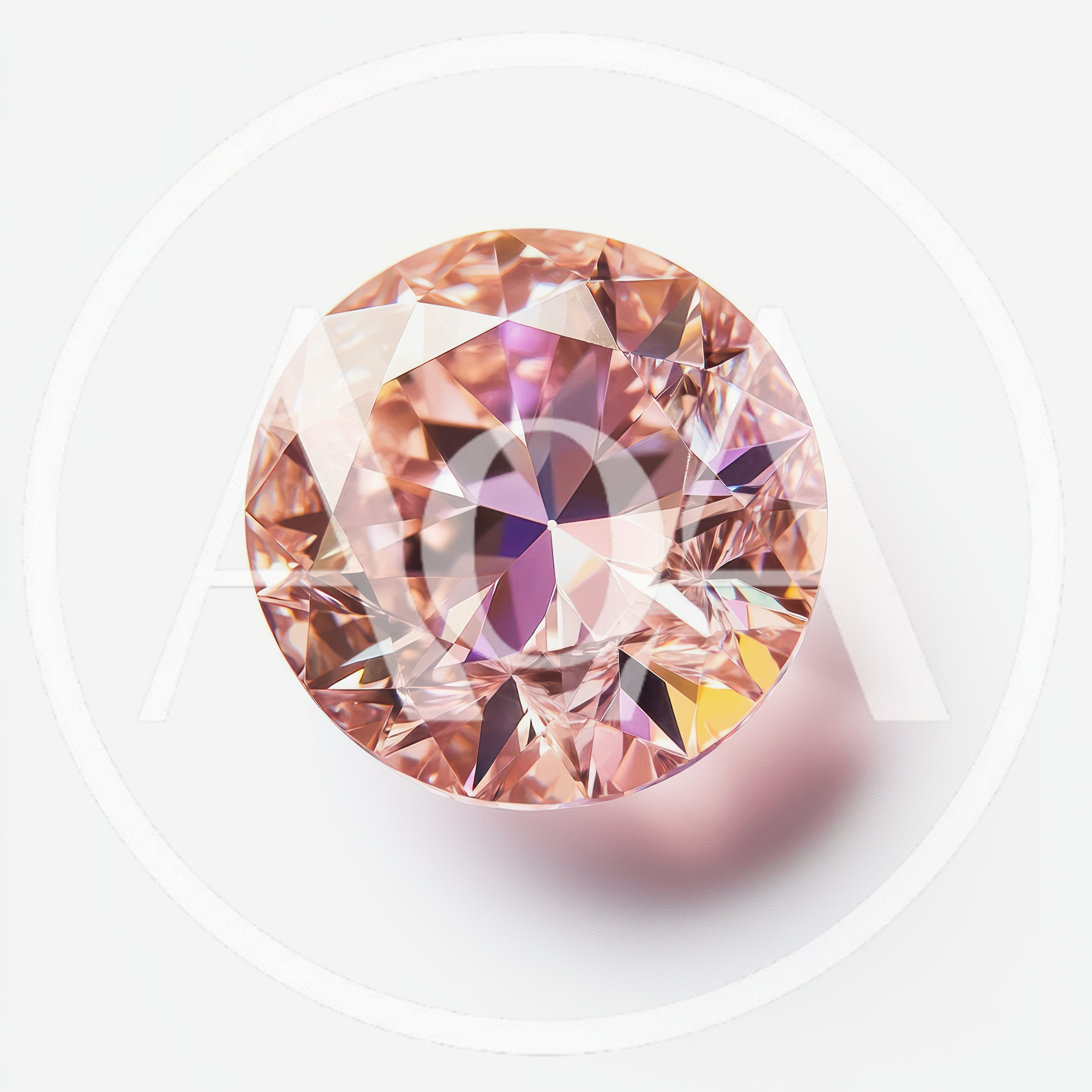 Round Cut Pink Diamond Gemstone Isolated On White
