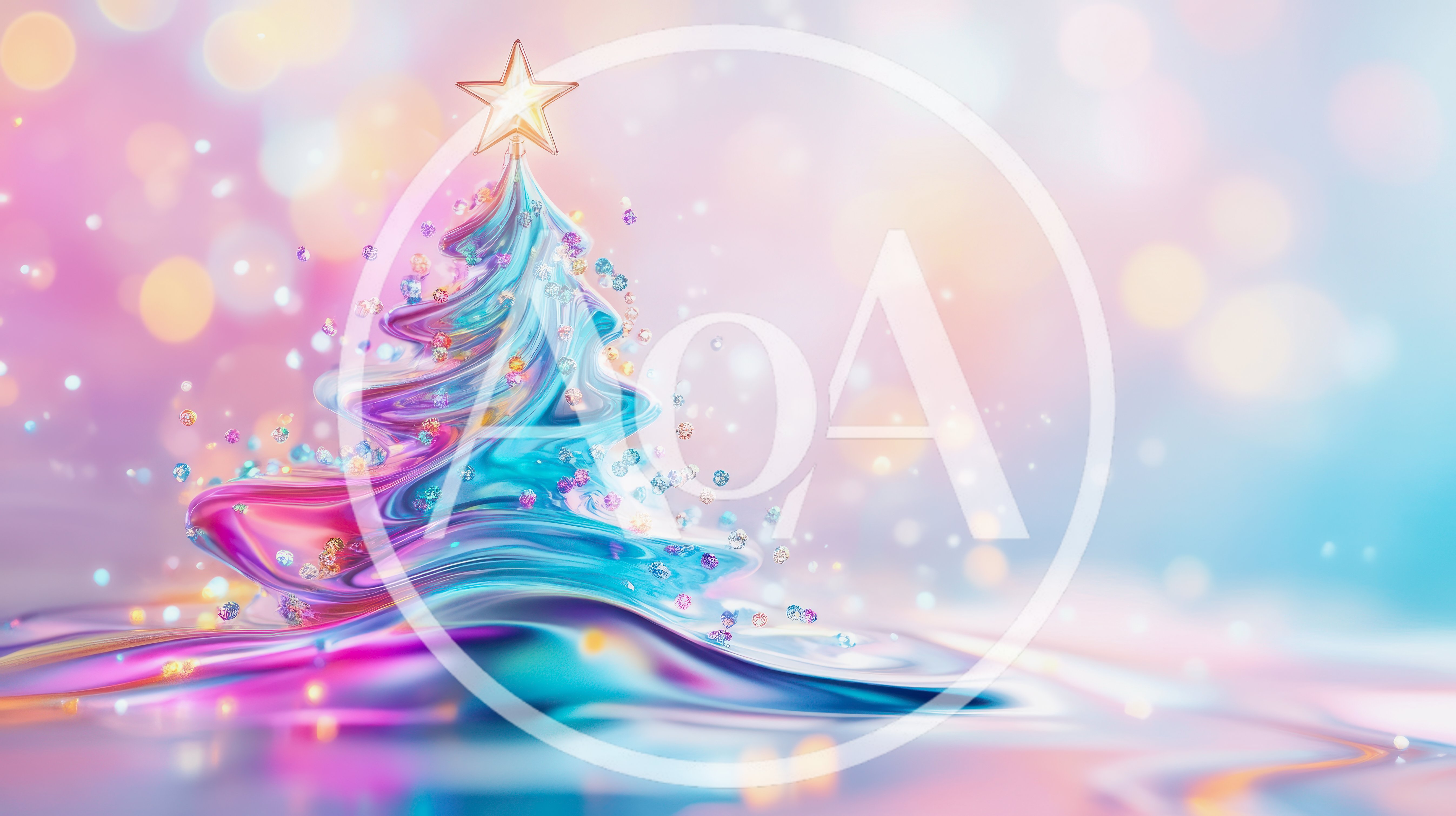 Abstract Liquid Metal Christmas Tree With Star