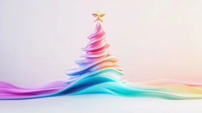 Abstract Gradient Christmas Tree With Gold Star