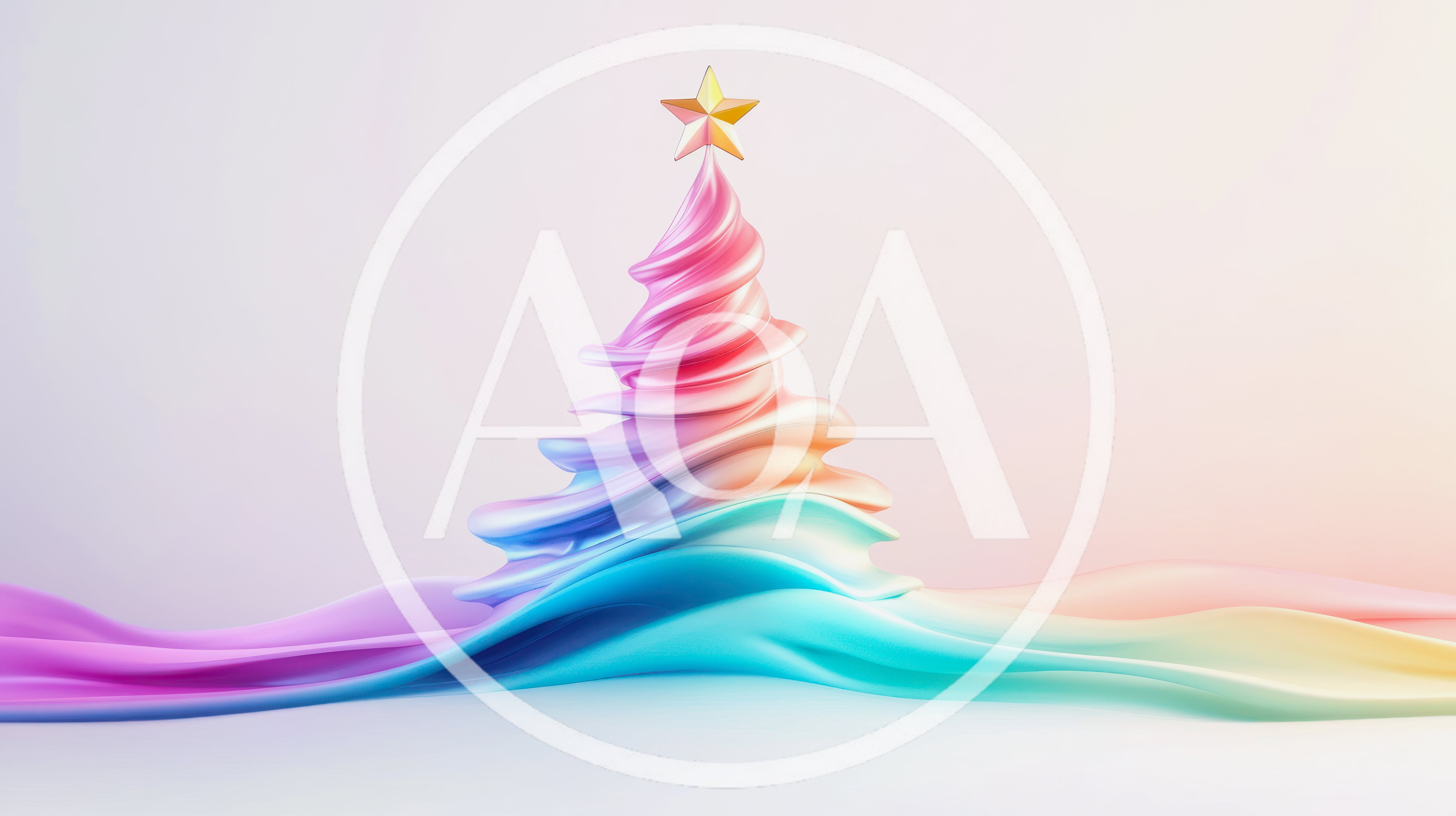 Abstract Gradient Christmas Tree With Gold Star