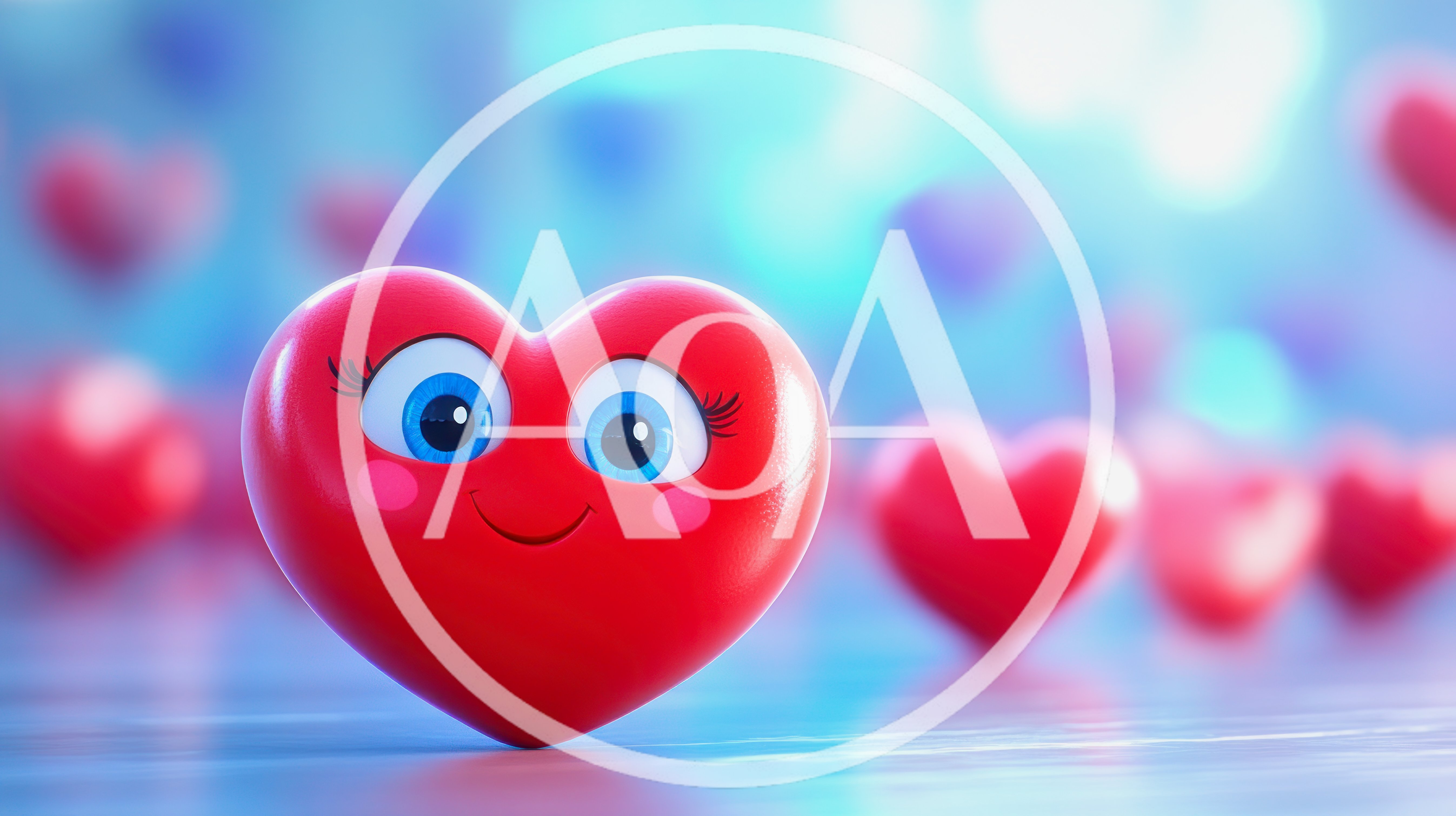Cute Animated Heart Character With Blue Eyes