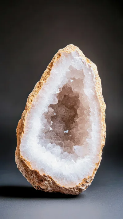Quartz Crystal Geode Specimen On Dark Background