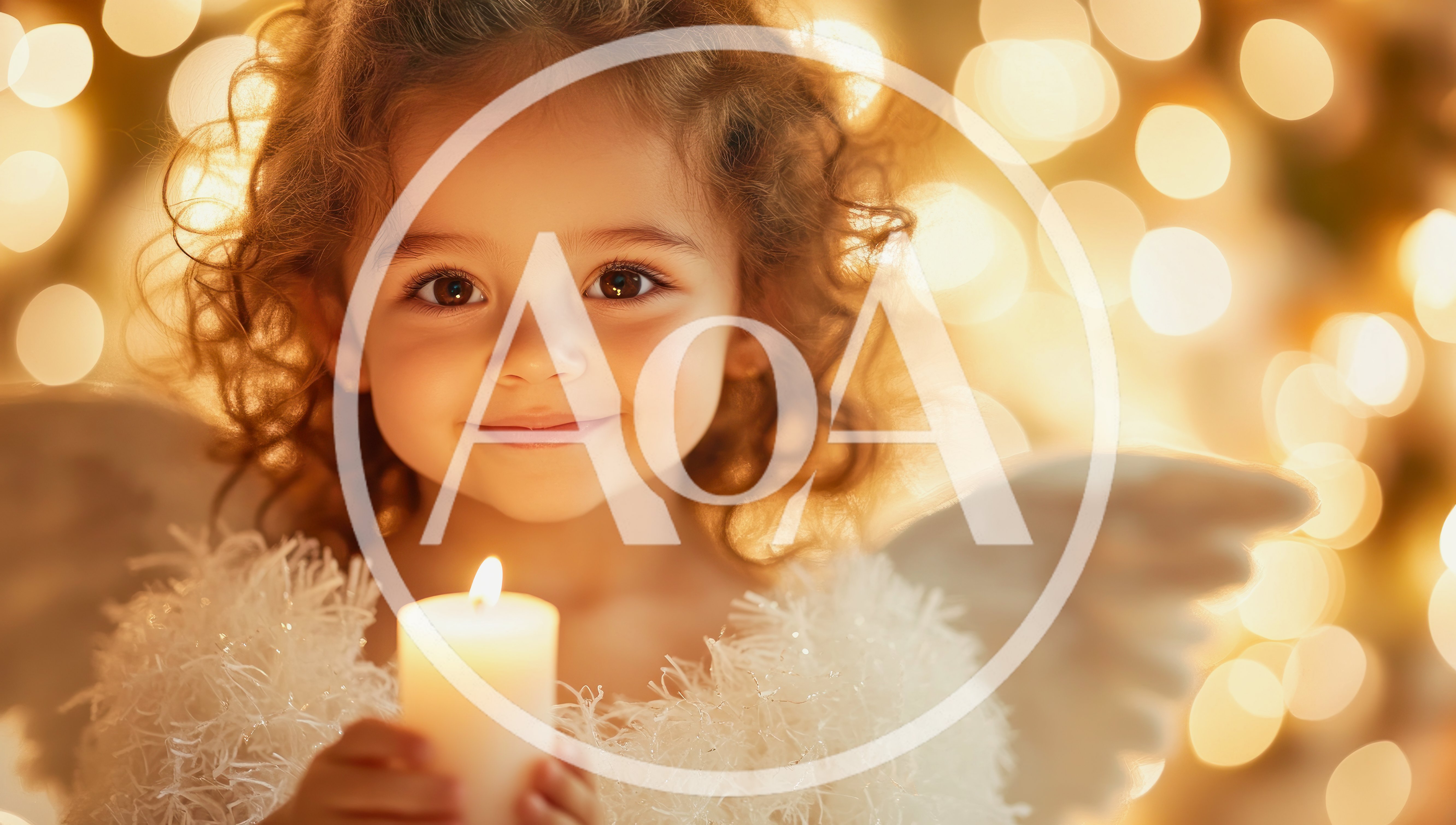 Little Girl Dressed As An Angel Holding A Candle