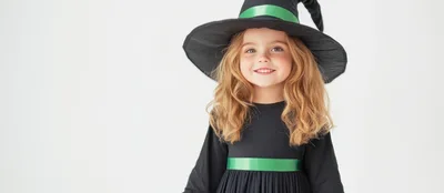 Little Girl Wearing A Witch Costume