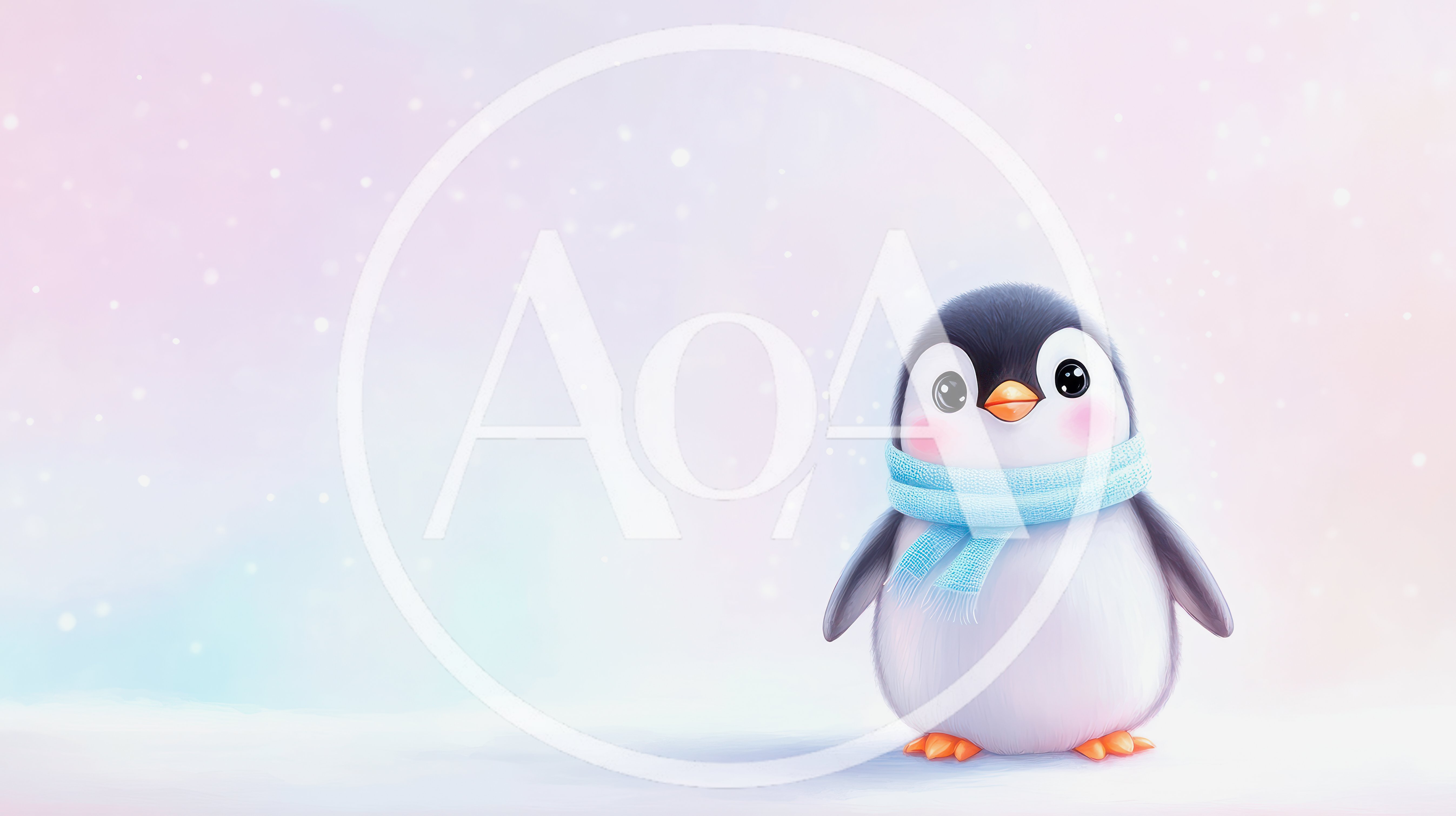 Cute Cartoon Penguin Wearing A Blue Scarf