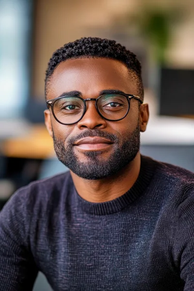 Portrait Of A Professional Black Man Wearing Glasses