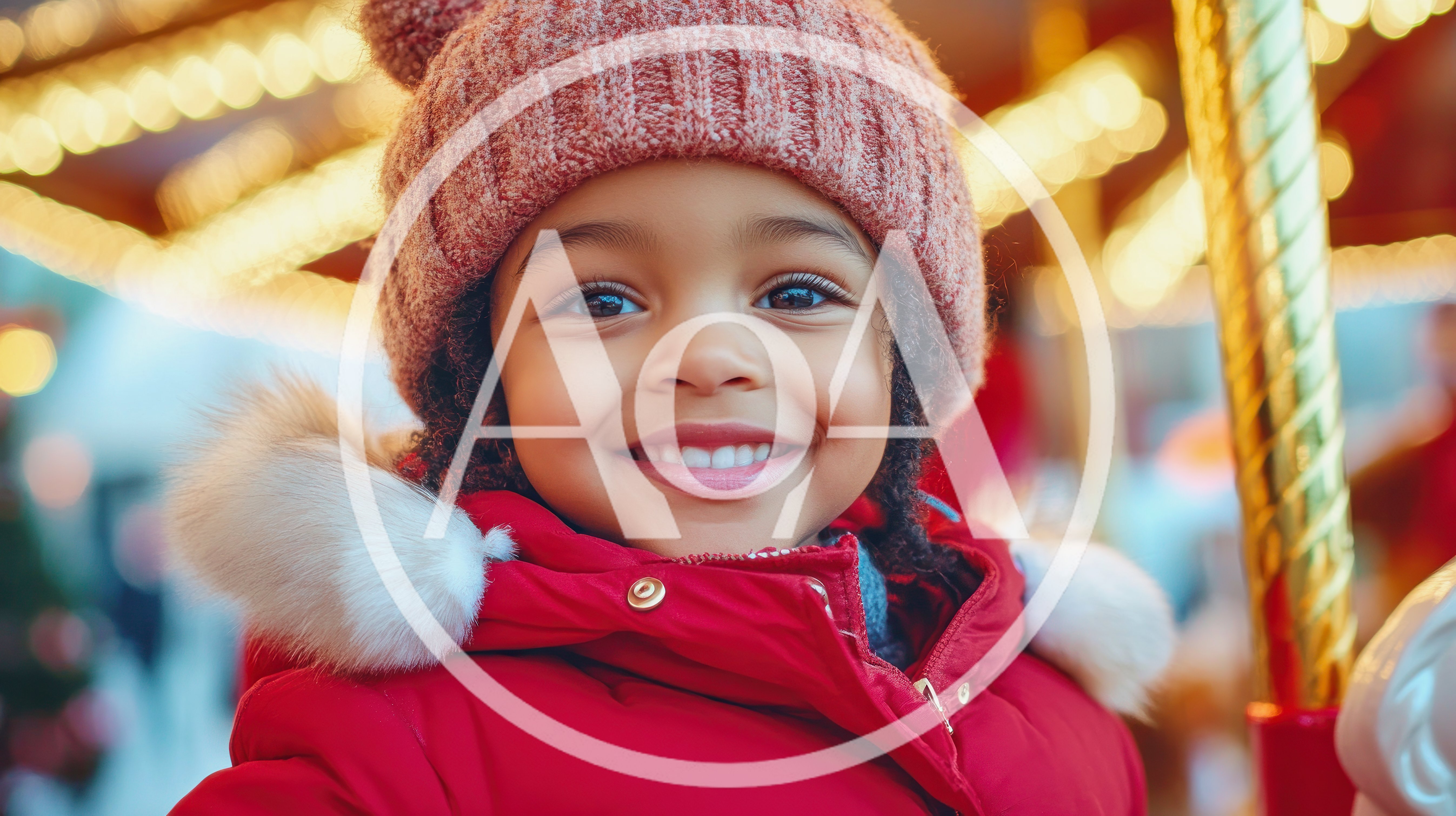 Happy Little Girl Smiling At A Christmas Fair