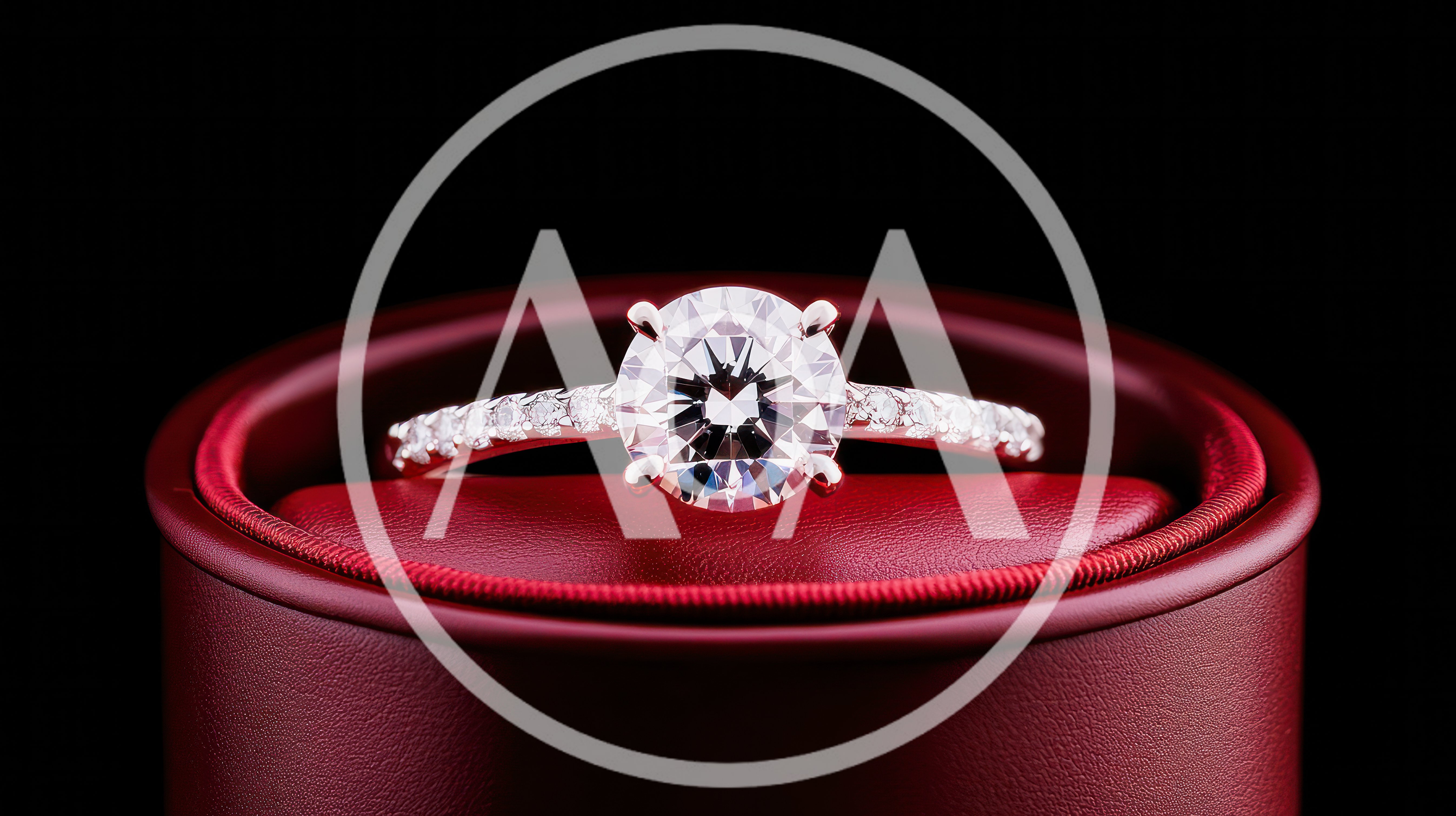 Diamond Engagement Ring In A Red Jewelry Box